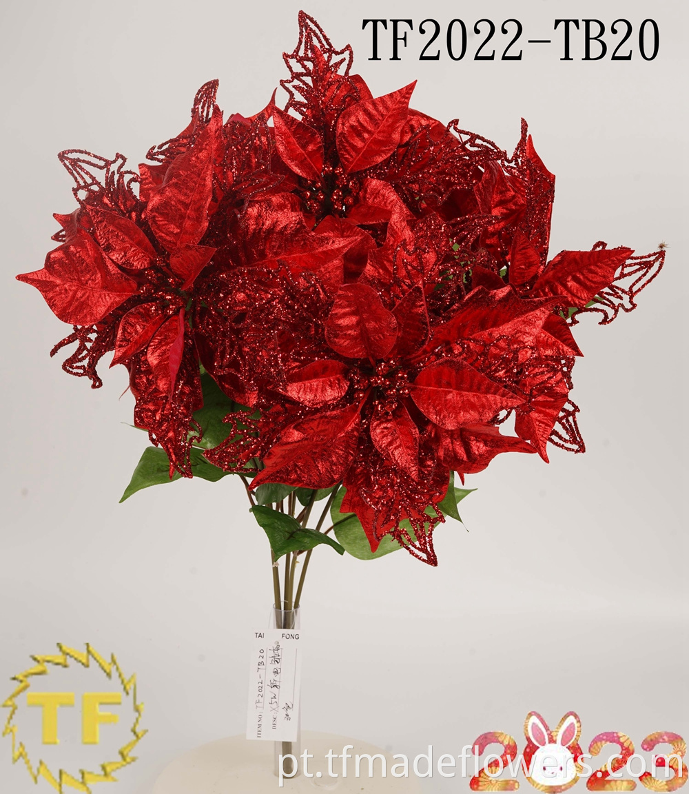 Artificial Red Christmas Five-headed Flower